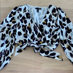Silk Cheetah print Cropped Blouse